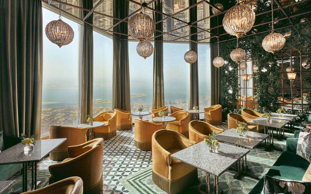 Elegant interiors of At.moshpere, the crown jewel of Burj Khalifa restaurants