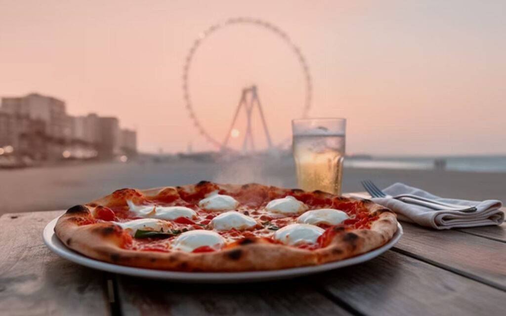 shot of pizza at Wavebreaker Dubai