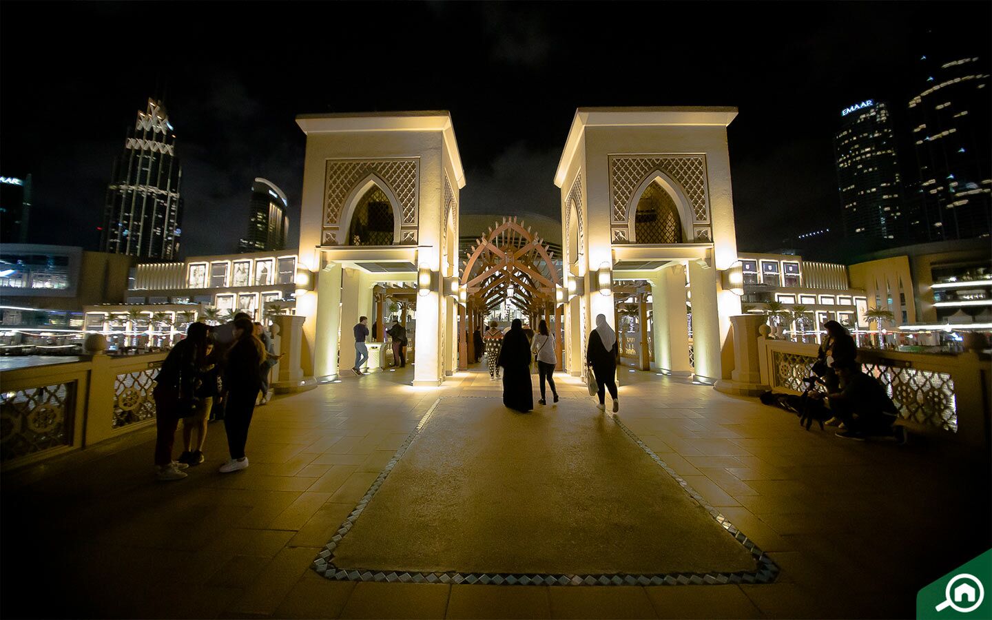 The Dubai Fountain Boardwalk is a floating platform located within the Dubai Fountain.