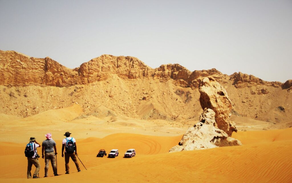 Visitors exploring the archaeological sites in Sharjah