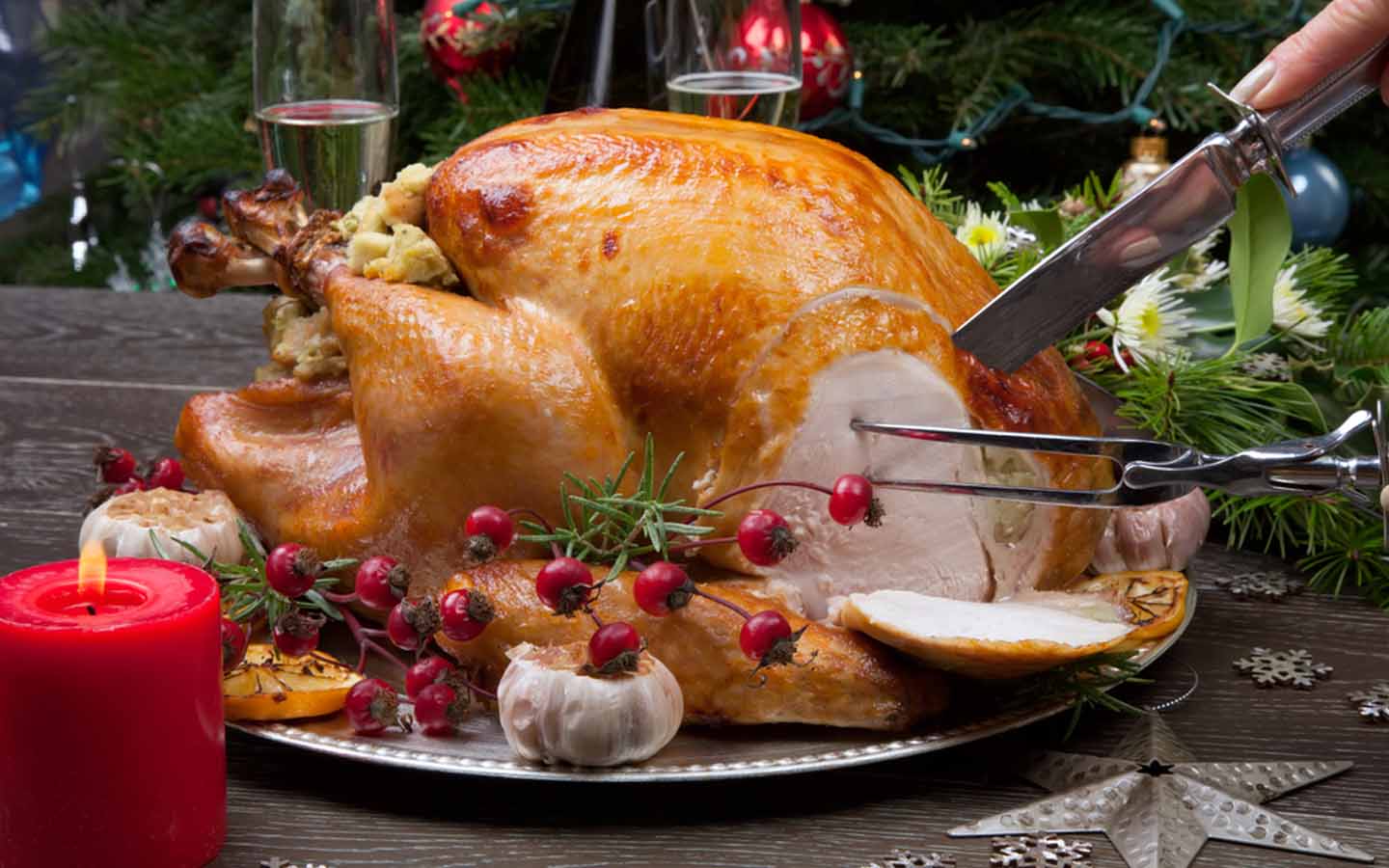 Carving Christmas turkey takeaway
