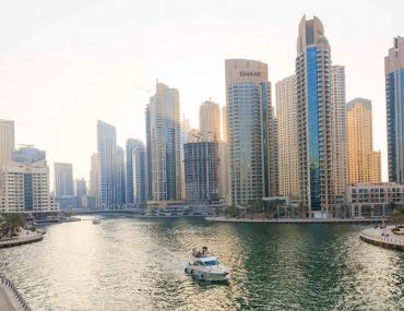View of the Dubai Marina area and towers