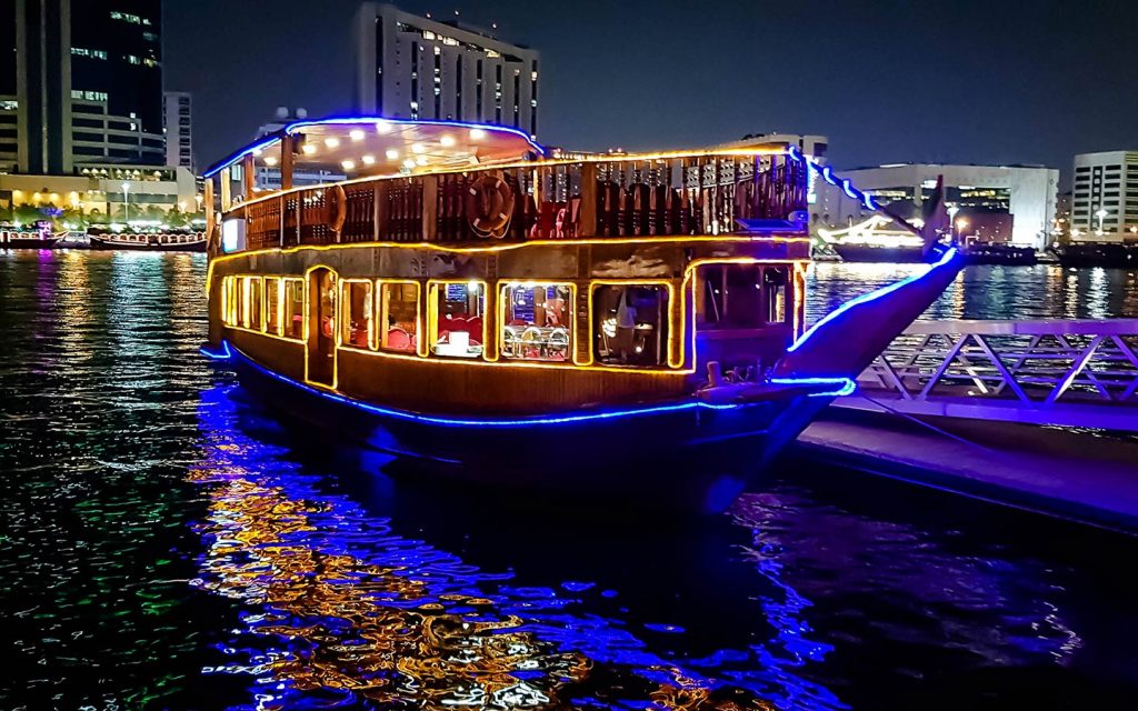 Floating dhow cruise at Dubai Marina