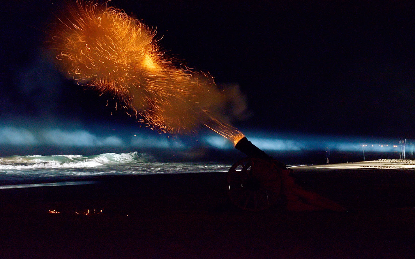 fire canon by the beach