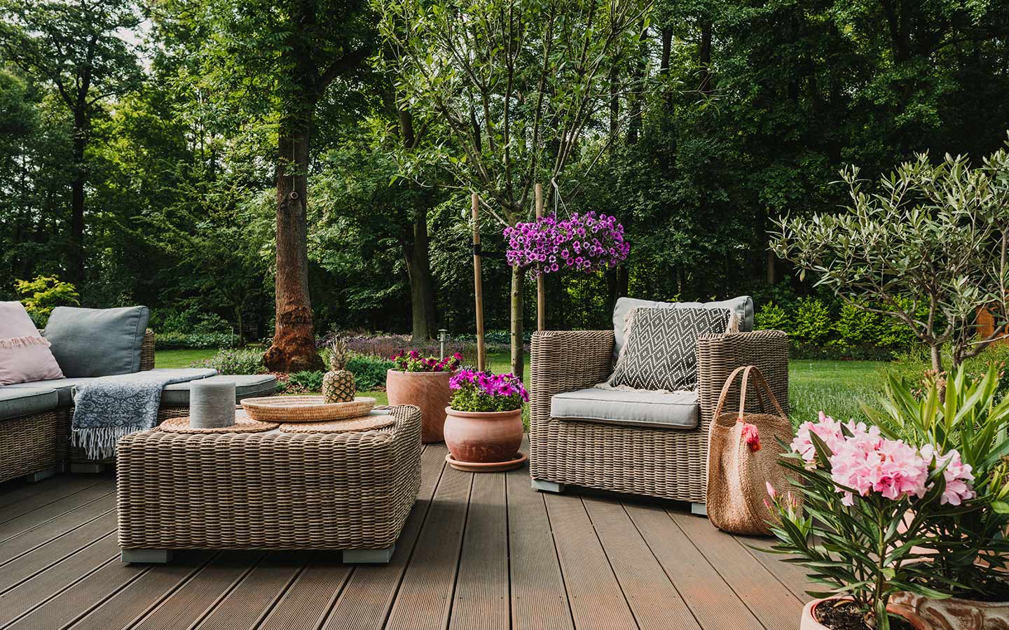 حديقة خارجية وأزهار