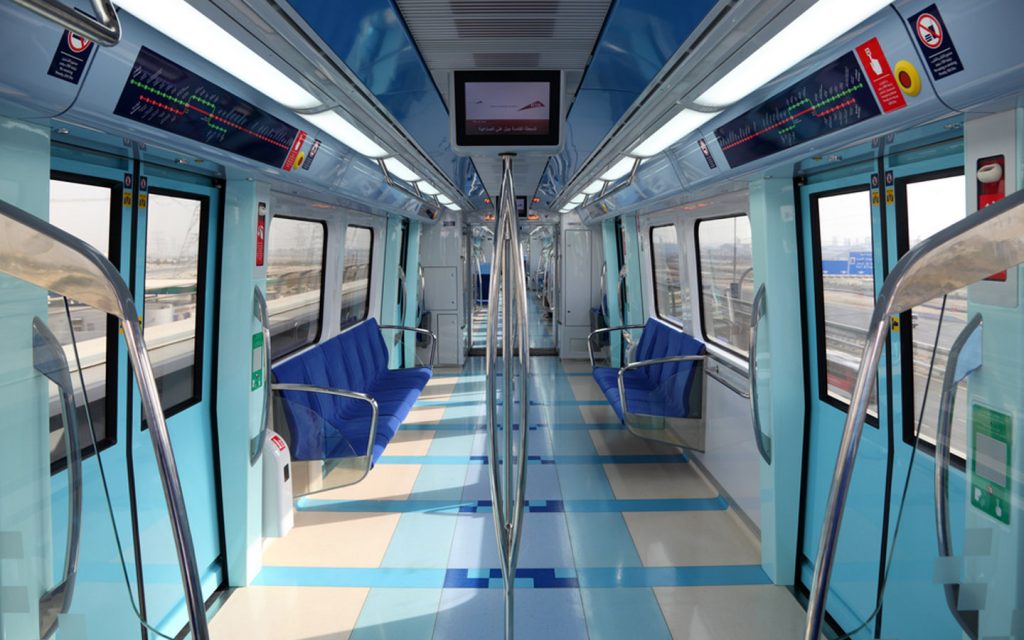 Empty Dubai metro train
