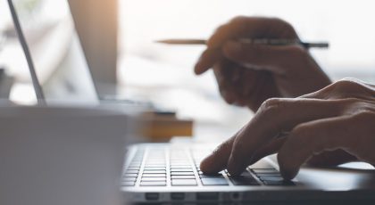 Man checking a labour contract online