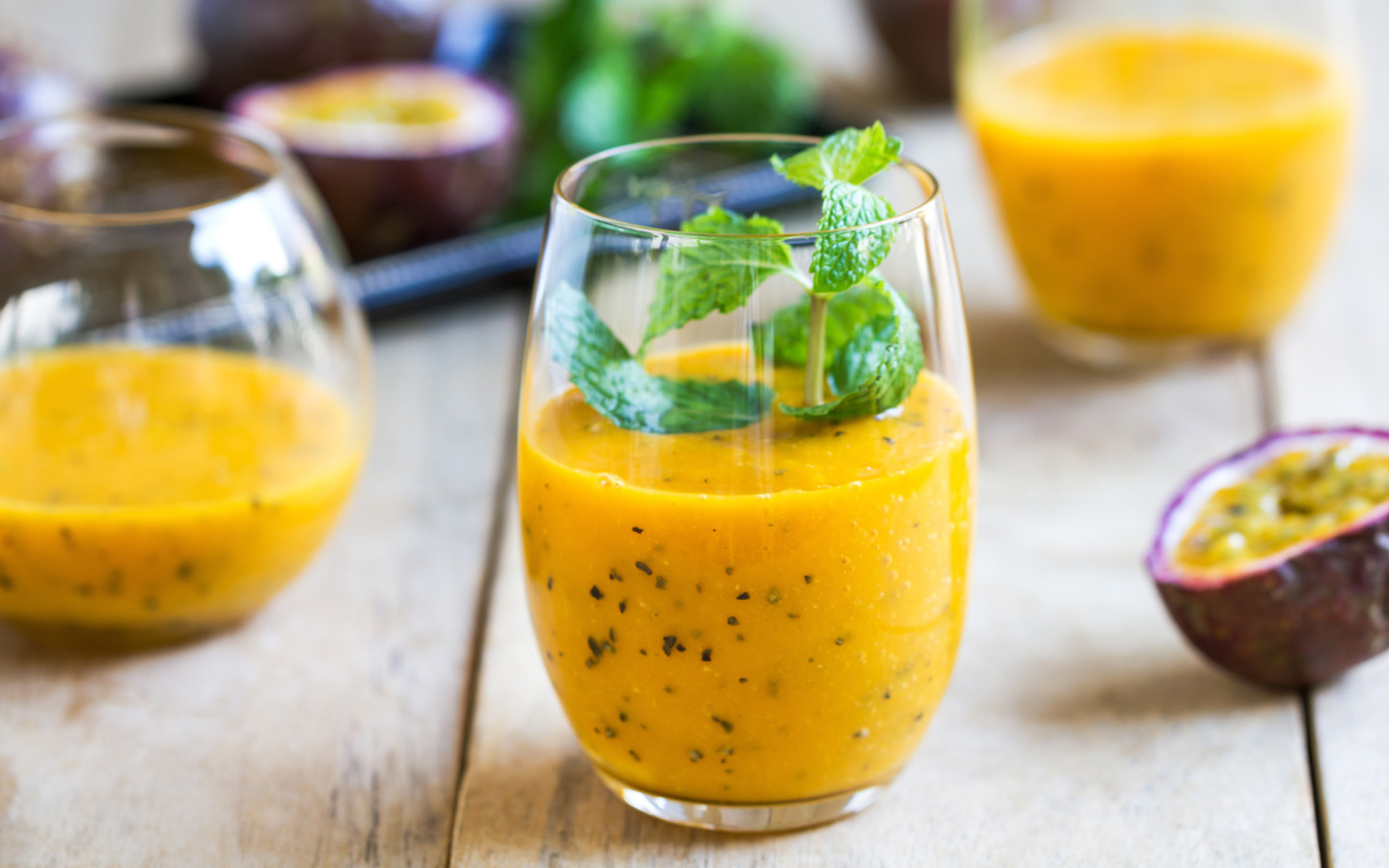 Mango and passion fruit smoothie at one of the restaurants in Al Reem Island