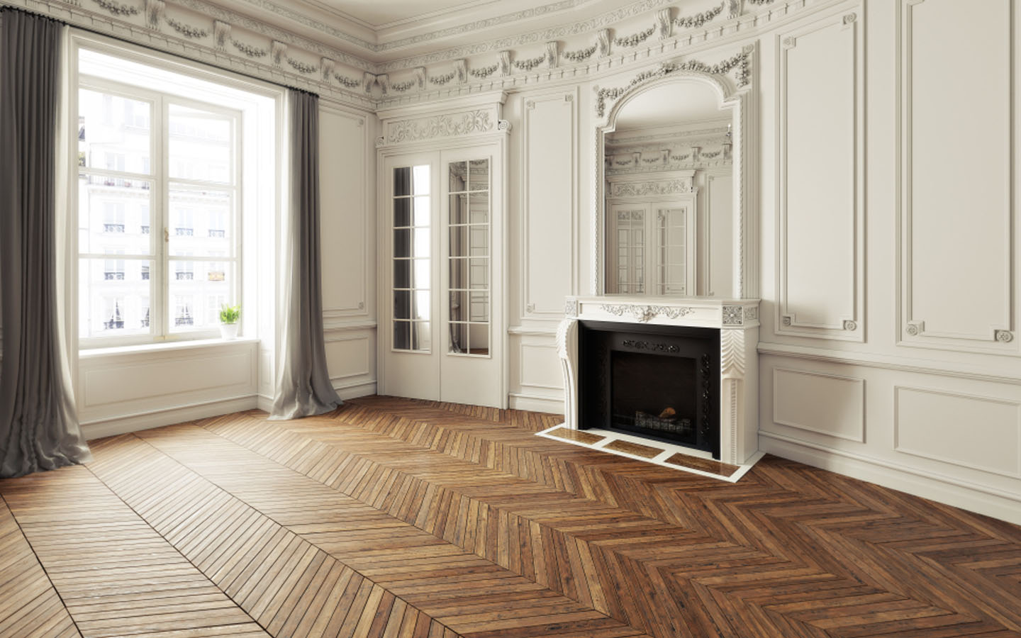 أرضية الباركيه في غرفة المعيشة