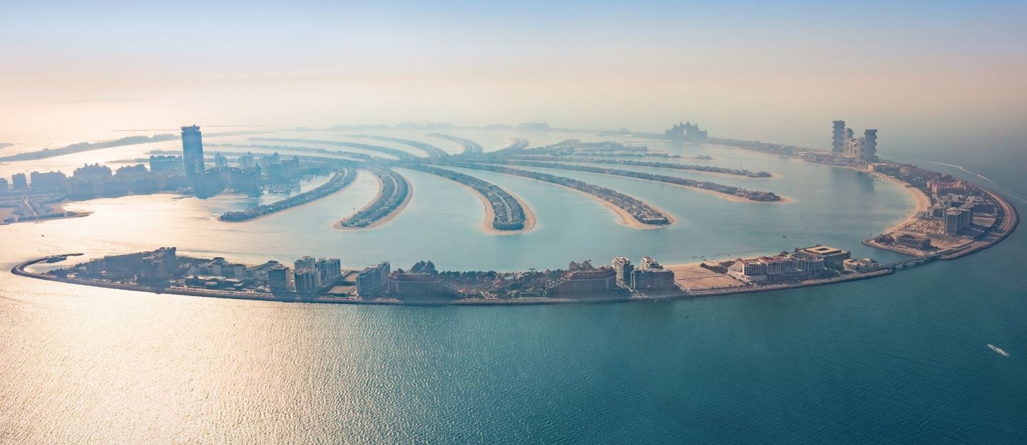aerial view of living in palm jumeirah