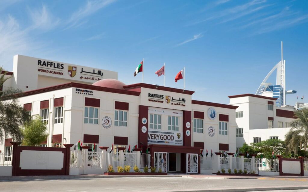 state-of-the-art building of Raffles World Academy in Dubai