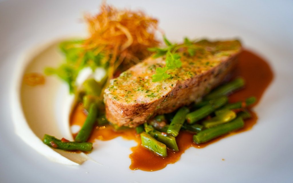 food served on a plate with gravy