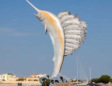 Sailfish monument on a roundabout in Umm al Quwain