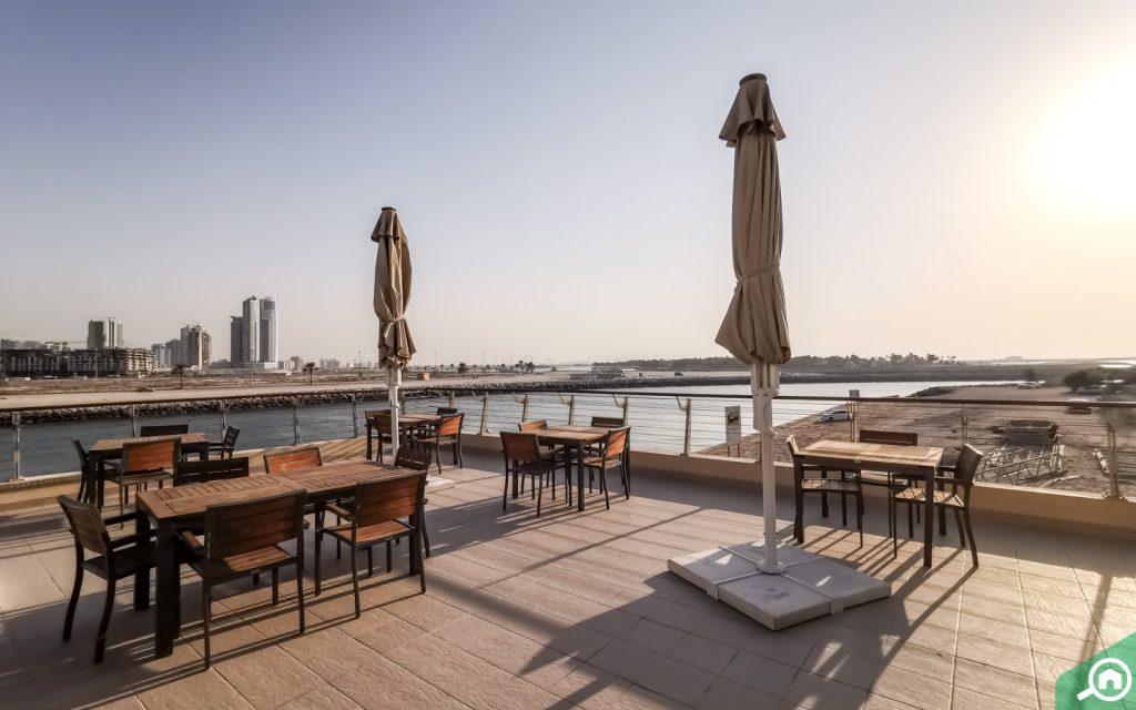 terrace seating at the aquarium in Sharjah