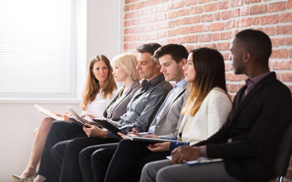 people lined up for interview