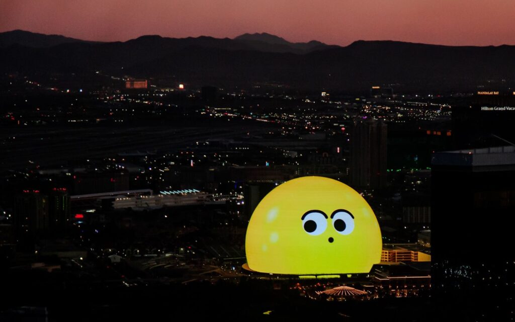 Spectacular light and sound experience at Sphere Abu Dhabi, part of Abu Dhabi's new entertainment venues.