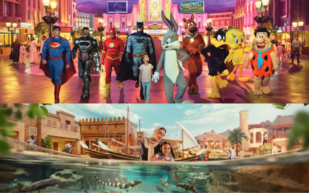 Warner Bros and Yas Waterworld are located adjacent to each other